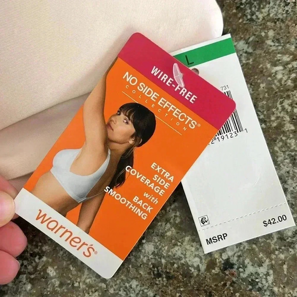 NWT Warner's Wire-Free No Side Effects Extra Side Coverage Back Smoothing Bra L - Picture 7 of 9